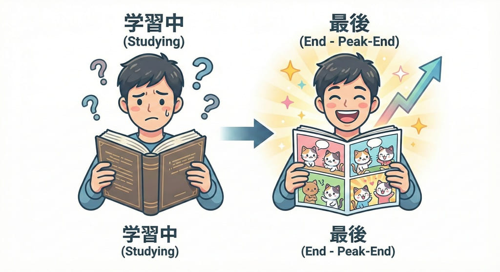 学習の最後が笑顔になるイメージ